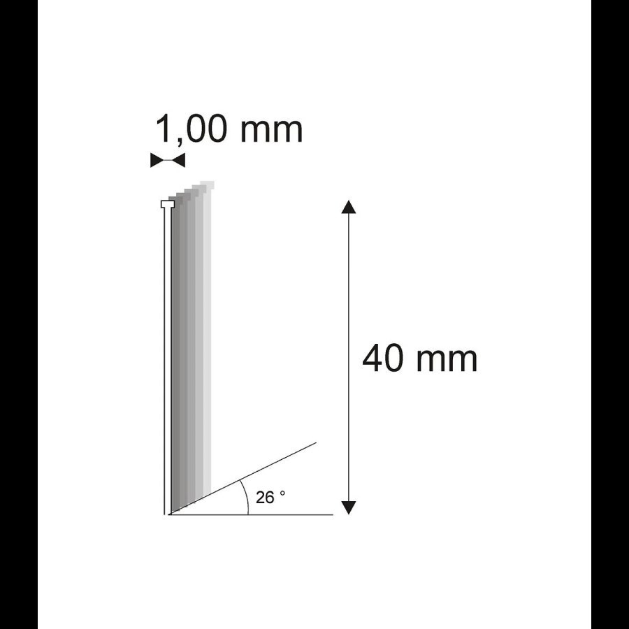 Truhlářské Brady šikmé 26° Narex 500/40 - 1 x 40 mm - 5.000 ks 