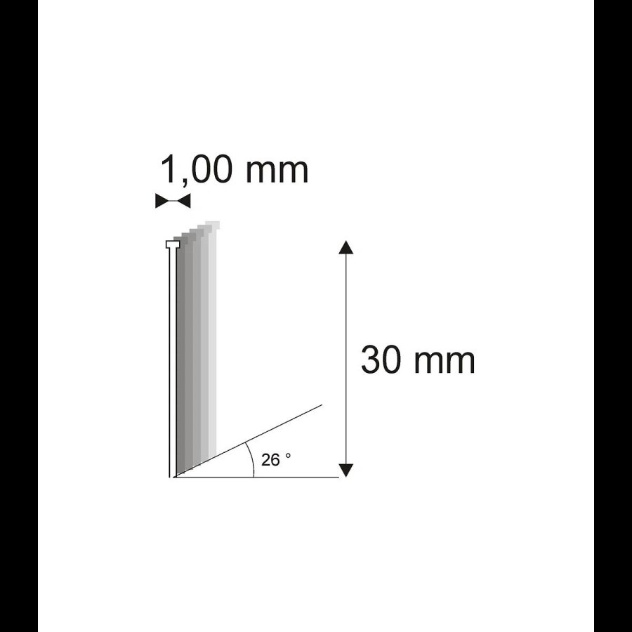 Truhlářské Brady šikmé 26° Narex 500/30 - 1 x 30 mm - 5.000 ks 
