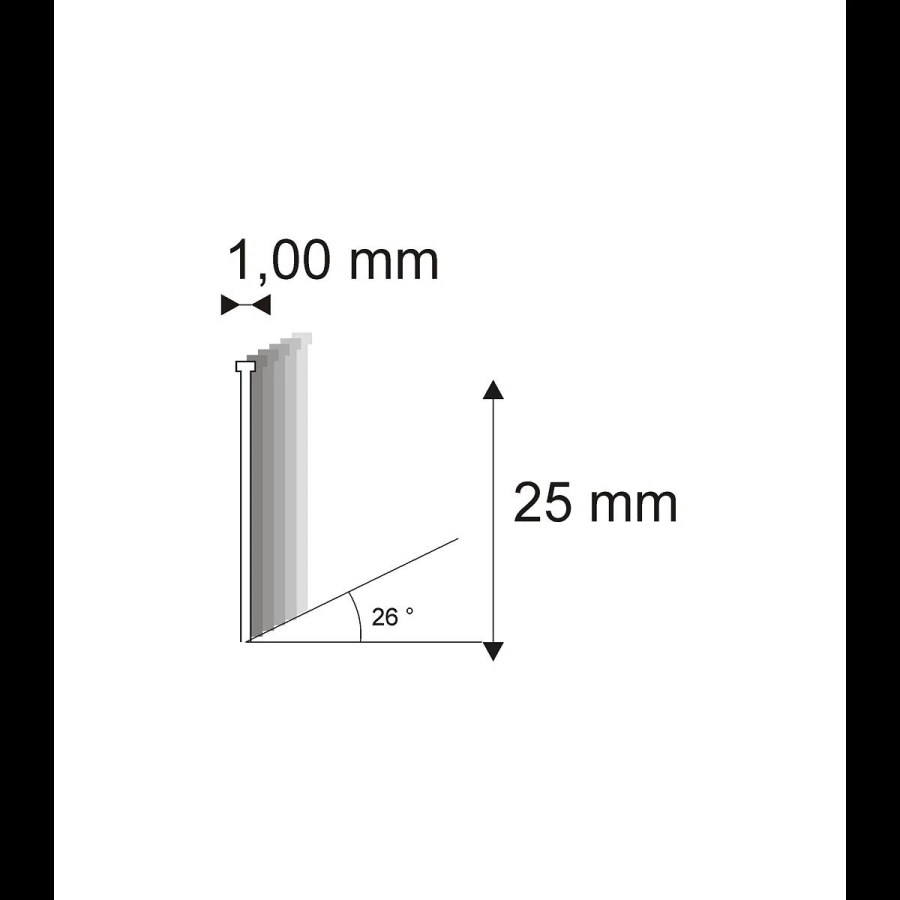 Truhlářské Brady šikmé 26° Narex 500/25 - 1 x 25 mm - 5.000 ks 