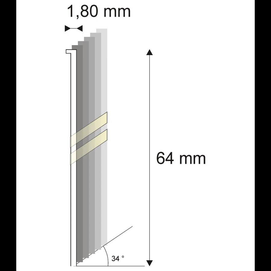 Truhlářské Brady šikmé 34° Narex 15G-DA/64 - 1,80 x 64 mm provedení nerez - 