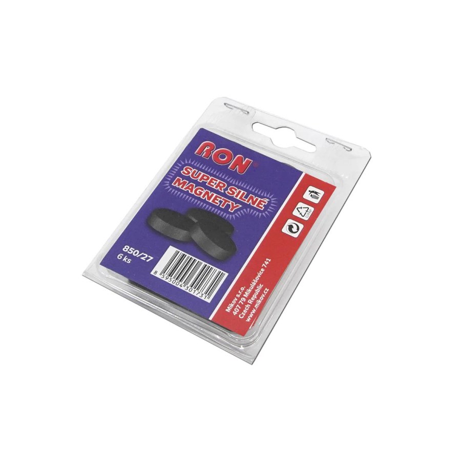 Magnety Mikov 850 - super silné 27 mm - 6 ks - 