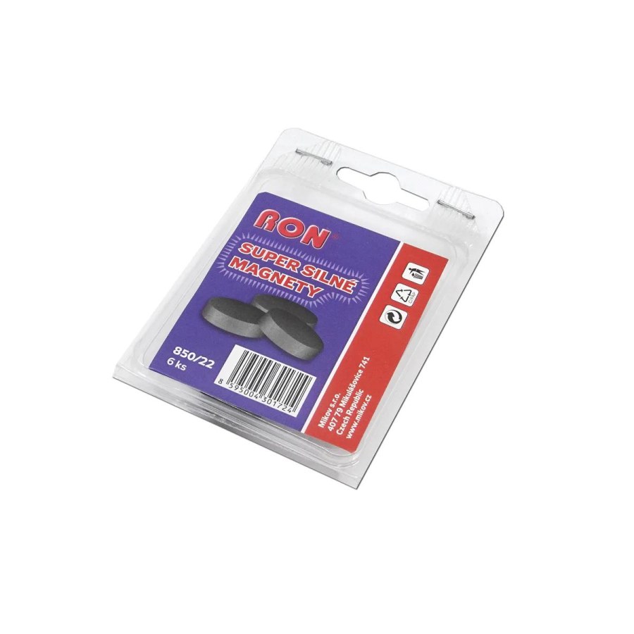 Magnety Mikov 850 - super silné 22 mm - 6 ks 