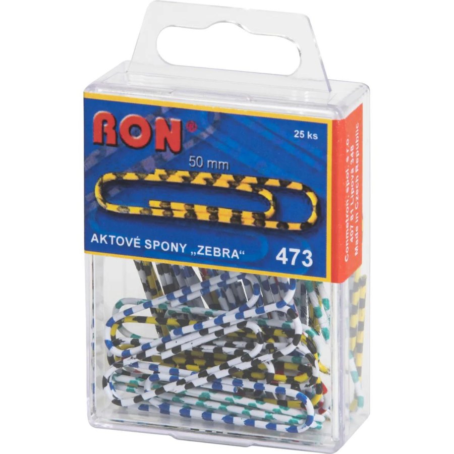 Dopisové spony Mikov 473 - aktové ZEBRA 50 mm balení Plastová krabička s&nbsp;eurozávěsem 