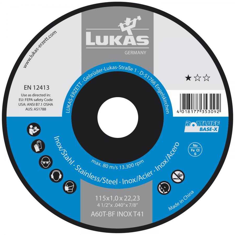 LUKAS řezný kotouč Base-X* rovný tvar 115 x 1,0 x 22,23 mm 
