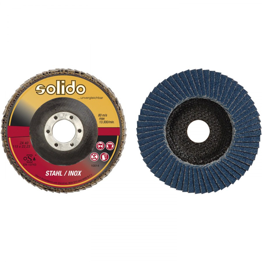 SOLIDO kotouč s brusnými lamelami zirkon korund ø 125 mm zrno 40 - Dílna - Outdoor Nářadí, ruční nářadí, elektrické pomůcky, ochranné pomůcky Broušení a řezání Brusné a řezací příslušenství