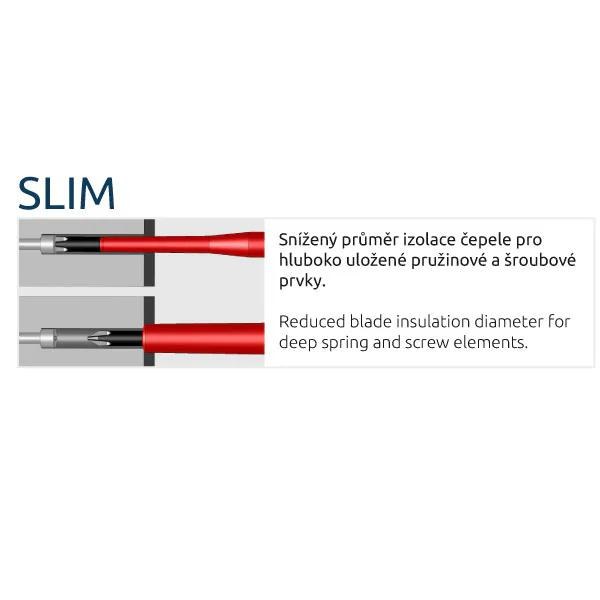 Šroubovák speciální křížový ELEKTRO PLUS SLIM typ hrotu šroubováku PH2 / plochý 