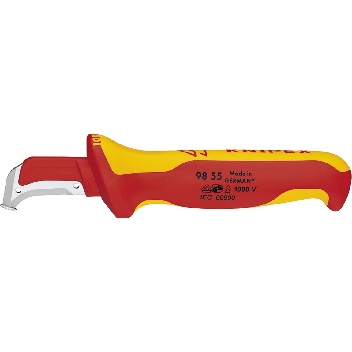 KNIPEX nůž na kab. VDE 9855, háková čepel,posuvná patka,délka čepele 3mm,D=180mm - 