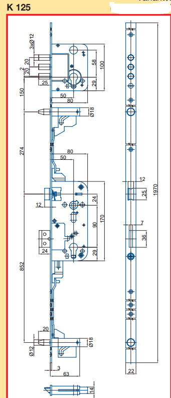 Vícebodový bezpečnostní zámek Hobes K 125 - 