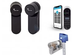 Chytrý zámek ENTR BLACK KIT + čtečka otisků + cylindrická vložka DVEŘE - Cylindrické vložky - Cylindrické vložky mechatronické, elektromotorické - Mul-t-lock, Fab ENTR