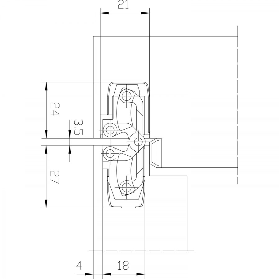 Dveřní závěs Tectus TE 240 3D N, skrytý pro bezfalcové dveře, stříbrný - 
